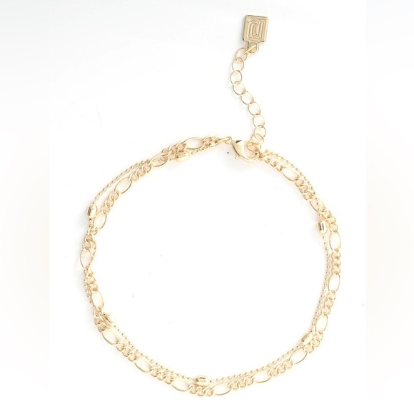 NWT DANNIJO Double Gold Anklet Ankle Bracelet Jewelery - Picture 1 of 7